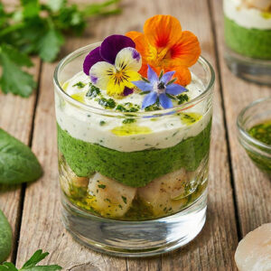 Tiramisu aux Saint-Jacques cuites et mousseline d'épinards (60ml)