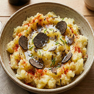 Ecrasé de pommes de terre aux truffes et piment d'Espelette
