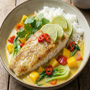 Filet de Saint Pierre au lait de coco et curry doux