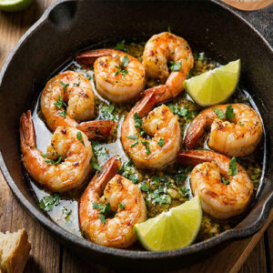 Gambas au beurre d'ail et citron vert