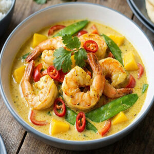 Gambas au lait de coco et curry doux
